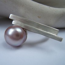 Ring roze parel design zilver